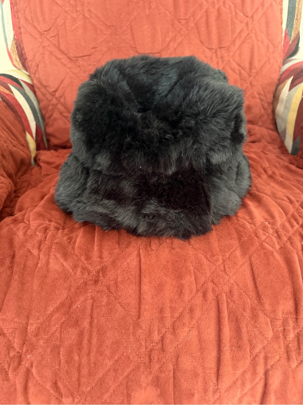 Vintage Black Faux Fur Bucket Hat - Women Accessories